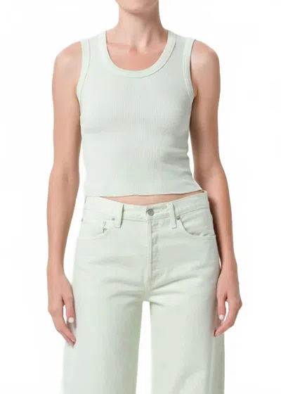 Agolde Shrunken Poppy Tank In Mint Cream In Green
