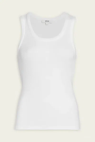 Agolde Shrunken Poppy Tank In White In Multi