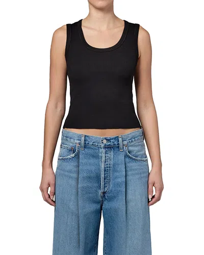 Agolde Poppy Shrunken Jersey Tank Top In Black