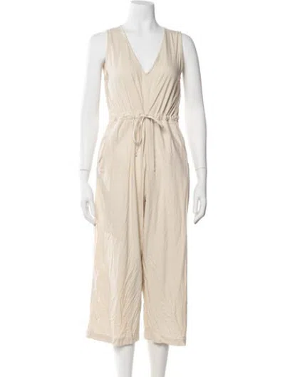 Pre-owned Agolde Silk V-neck Jumpsuit In Neutrals