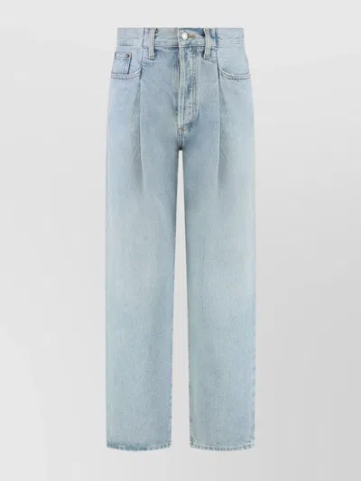 Agolde Skinny Jeans Pleated Metal Buttons In Blue