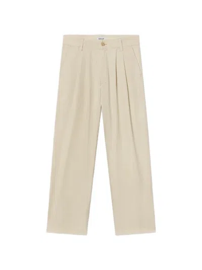 Agolde Slater Pleated Straight-leg Trousers In Neutral