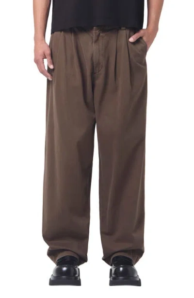 Agolde Slater Pleated Wide Leg Jeans In Varnish