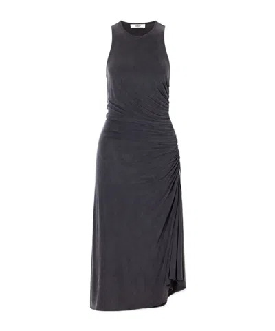 Agolde Sleeveless Ruched Midi Dress In Black