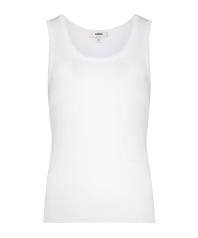 Agolde Poppy Cotton-blend Cropped Tank Top In White