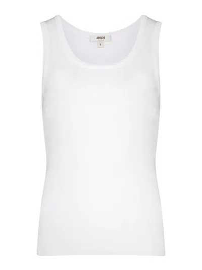 Agolde Poppy Cotton-blend Cropped Tank Top In White
