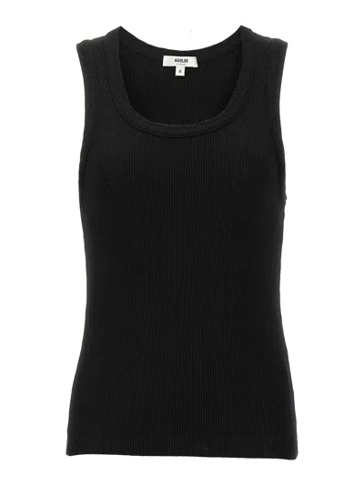 Agolde Poppy Ribbed Tank Top In Black