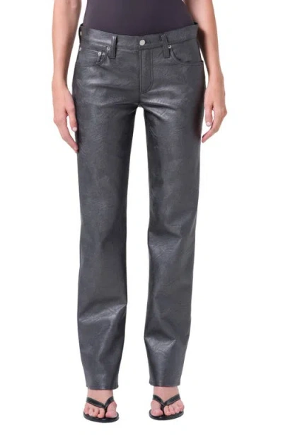 Agolde Slim Fit Recycled Leather Pants In Multi