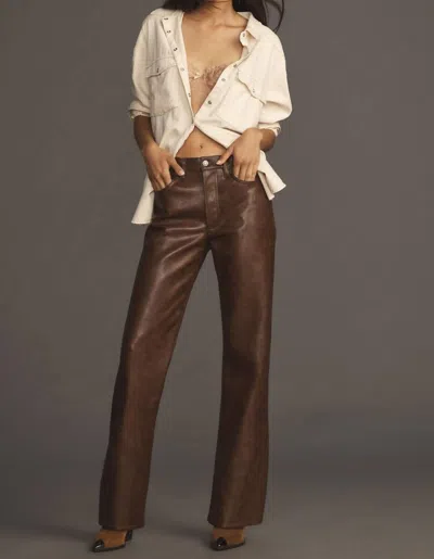 Agolde Sloane Leather Blend Pant In Cola In Brown