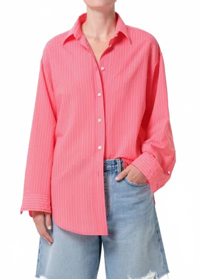Agolde Sona Button Down Shirt In Fontana Stripe/candy In Multi