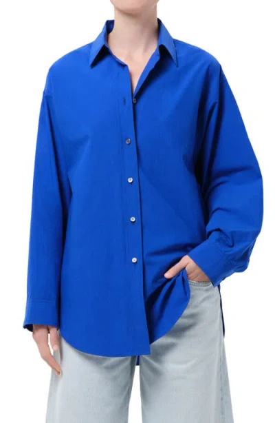 Agolde Sona Cotton Button-up Shirt In Blue