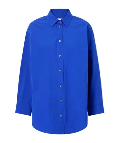 Agolde Sona Cotton-blend Shirt In Blue