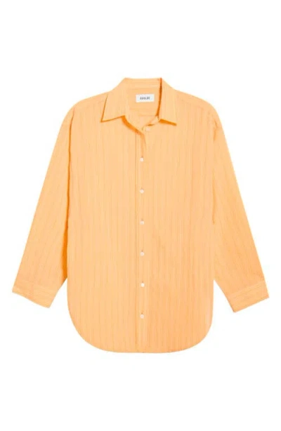 Agolde Sona Pinstripe Oversize Button-up Shirt In Orange