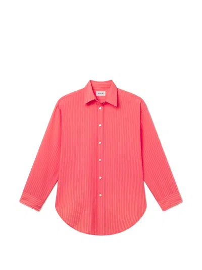Agolde Sona Striped Cotton-blend Shirt In Pink