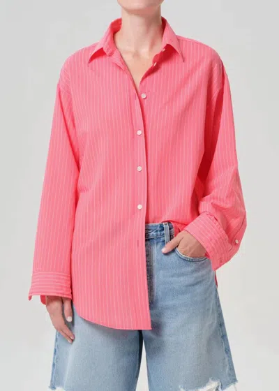 Agolde Sona Shirt In Fontana Stripe/candy In Multi
