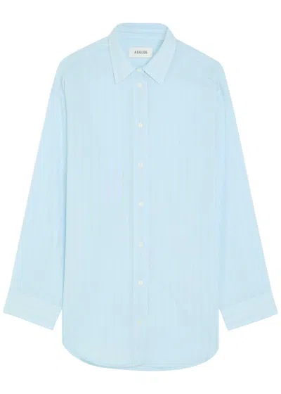 Agolde Sona Striped Cotton-blend Shirt In Blue