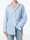 Agolde Sona Pinstripe Oversize Button-up Shirt In Blue