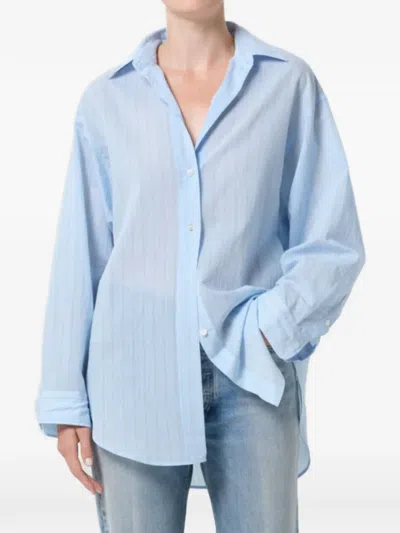 Agolde Sona Striped Sona Shirt In Blue