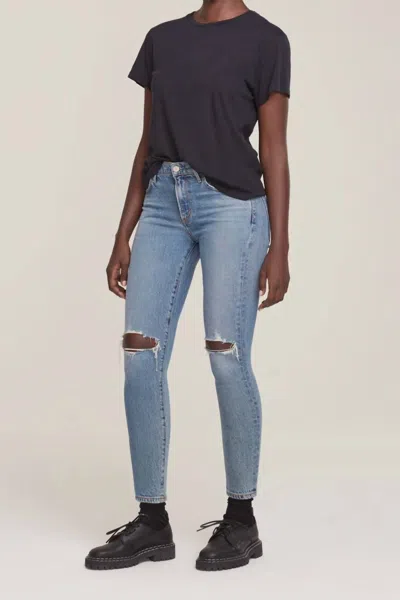 Agolde Sophie Mid Rise Ankle Jeans In Salter In Blue