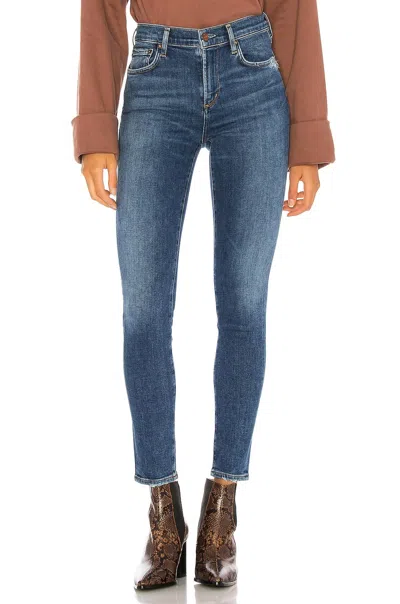 Agolde Sophie Mid Rise Ankle Skinny Jean In Tame In Blue