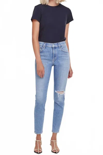 Agolde Sophie Mid Rise Skinny Jeans In Playblack In Blue