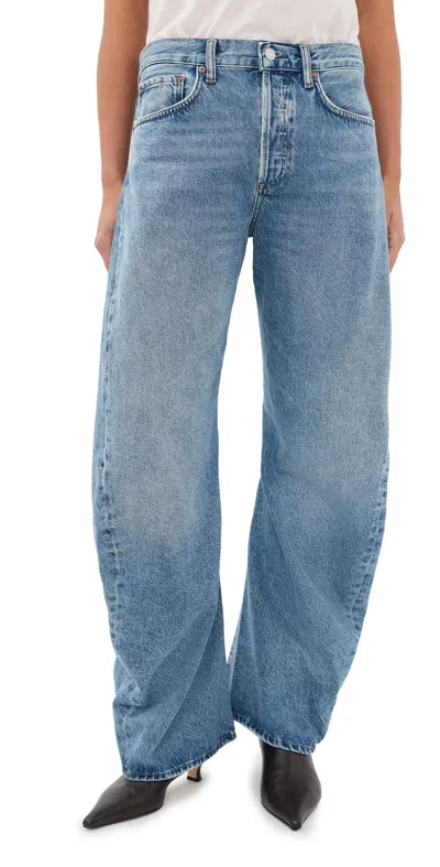 Agolde Spiral Mid-rise Wide-leg Jeans In Blue