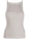 Agolde Square-neck Ribbed-knit Top In Neutrals