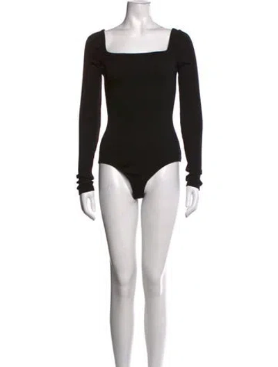 Pre-owned Agolde Square Neckline Long Sleeve Bodysuit In Black