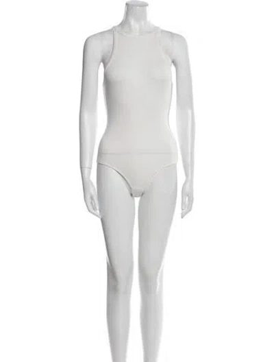 Pre-owned Agolde Square Neckline Sleeveless Bodysuit In White