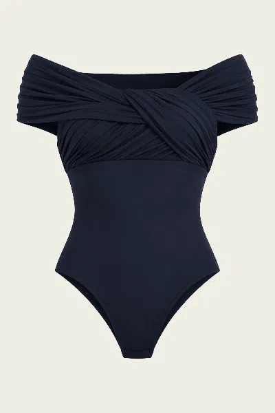 Agolde Stam Thong Bodysuit Navy In Blue