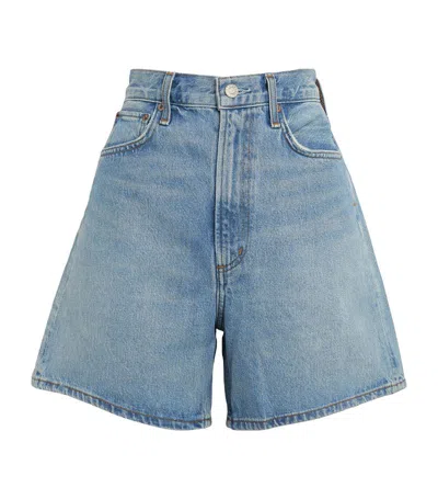 Agolde Stella Denim Shorts In Blue