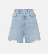 Agolde Stella Distressed Denim Shorts In Blue