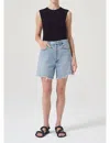 Agolde Parker High Waist Cutoff Denim Shorts In Multi