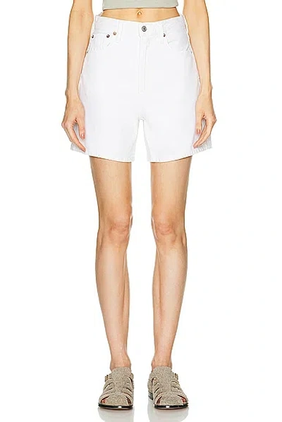 Agolde Dame High-rise Cuffed Denim Shorts In Fortune Cookie