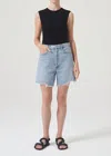 Agolde Parker High Waist Cutoff Denim Shorts In Multi