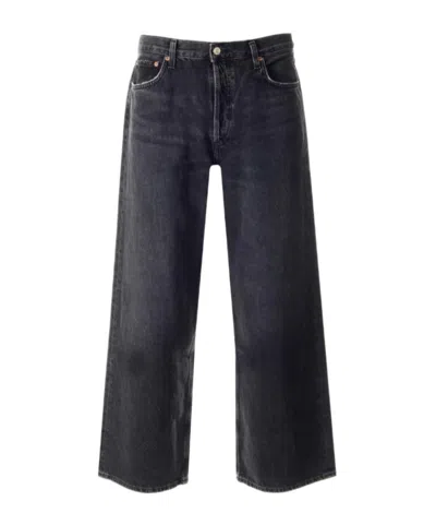 Agolde Straight Hem Wide-leg Jeans In Black