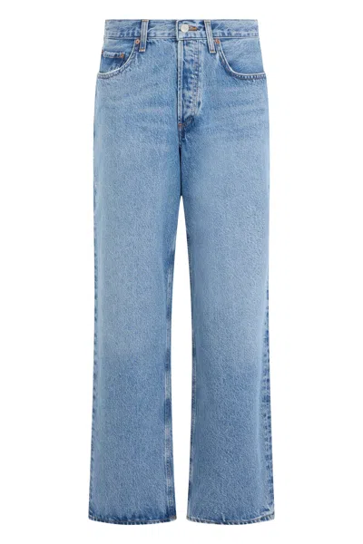 Agolde Straight High-waisted Denim Jeans In Light Blue