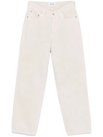 AGOLDE STRAIGHT JEANS IN BEIGE DENIM