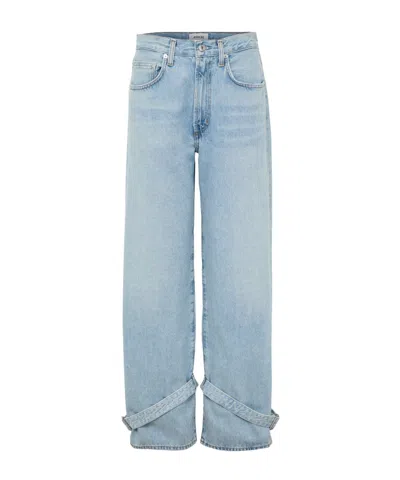 Agolde Straight Jeans With Fitted Hem In Blue