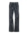 Agolde Black Pants With Belt Loops In Leather Blend Woman In Black