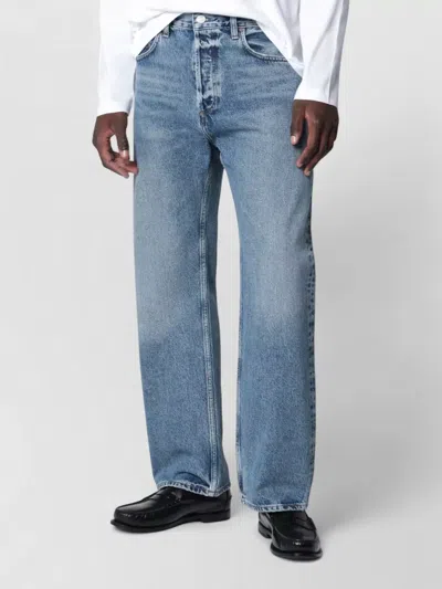 Agolde Straight Leg Denim Jeans Five Pockets Belt Loops In Blue