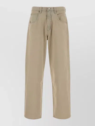Agolde Straight Leg Denim Jeans Front And Back Pockets In Neutral