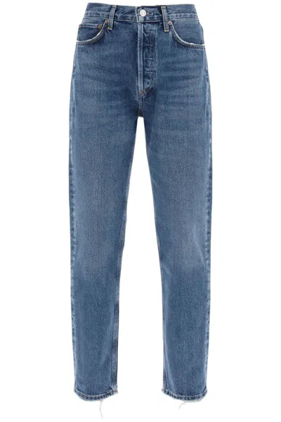 Agolde Straight Leg Jeans From The 90's With High Waist In Blu