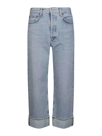 Agolde Marbled Fran Low Slung Straight Jeans In Blue