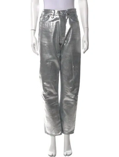 Pre-owned Agolde Straight Leg Pants In Silver