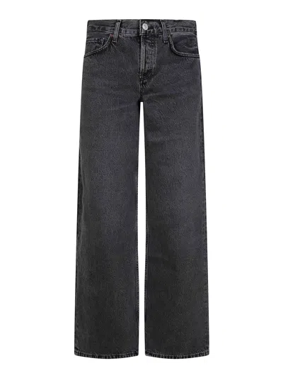 Agolde Straight Low Waist Jeans In Black