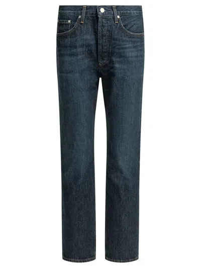 Agolde Logo Patch Straight-leg Jeans In Multi