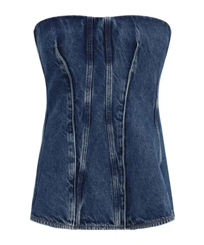 Agolde Strapless Denim Cover-up In Blue
