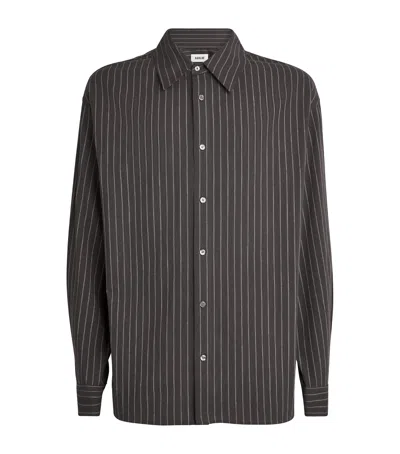 Agolde Stripe Oversized Shirt In Gray