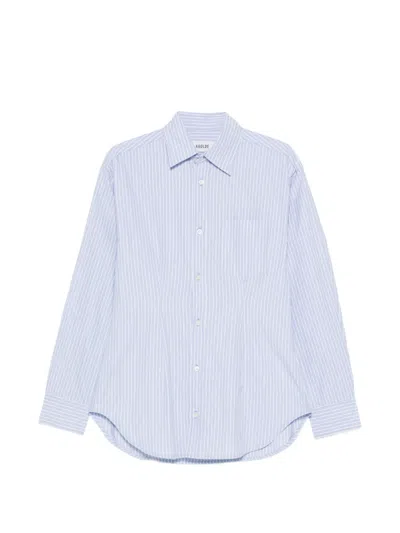 Agolde Striped Chest-pocket Shirt In Blue